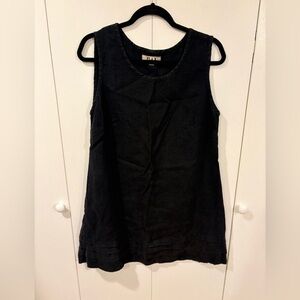 Flax Tucks Tunic Black 100% Linen